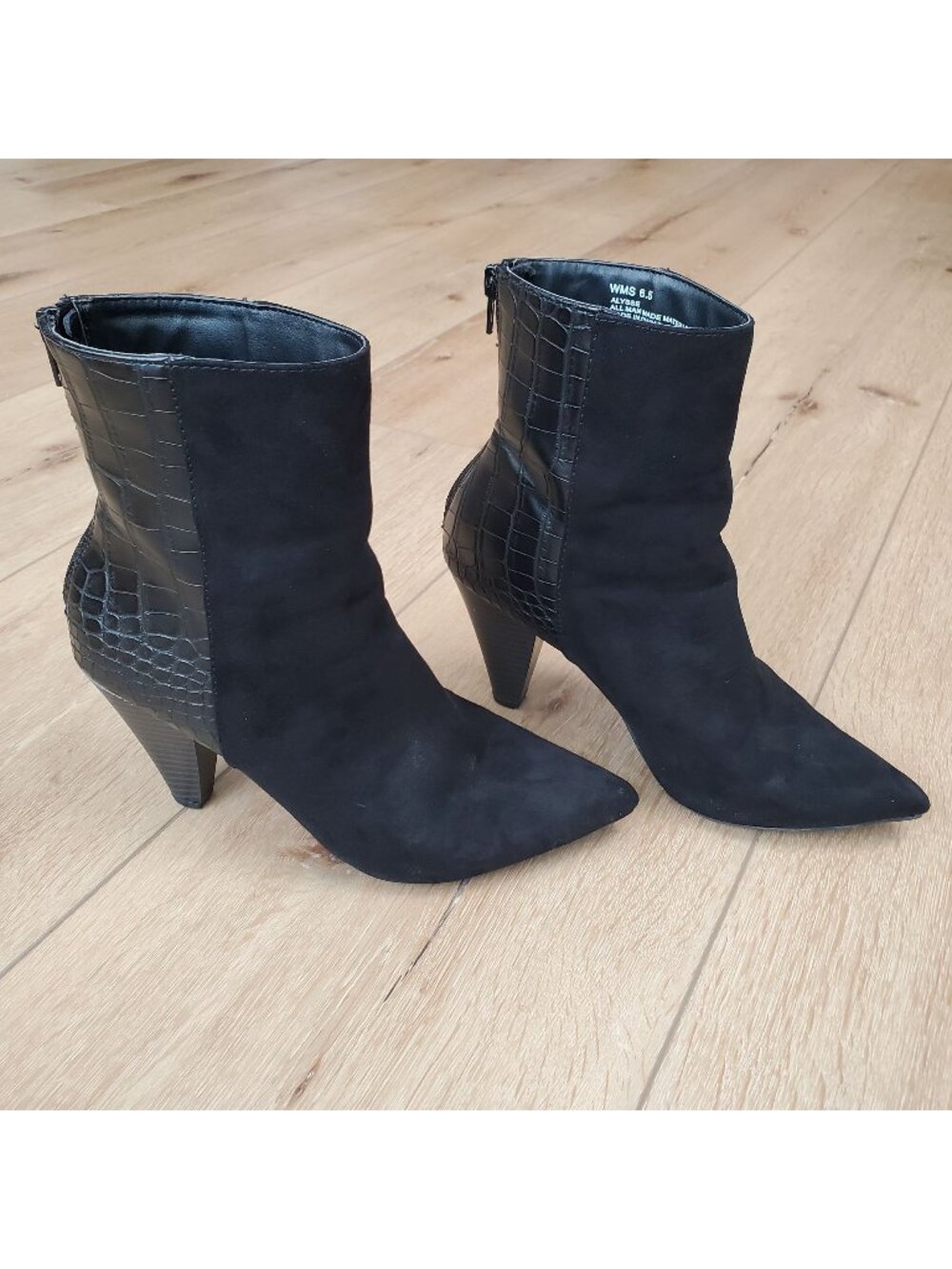 Womens Black Ankle Boots Size 6.5 Whimsigoth Steampunk Witch Snake Victorian